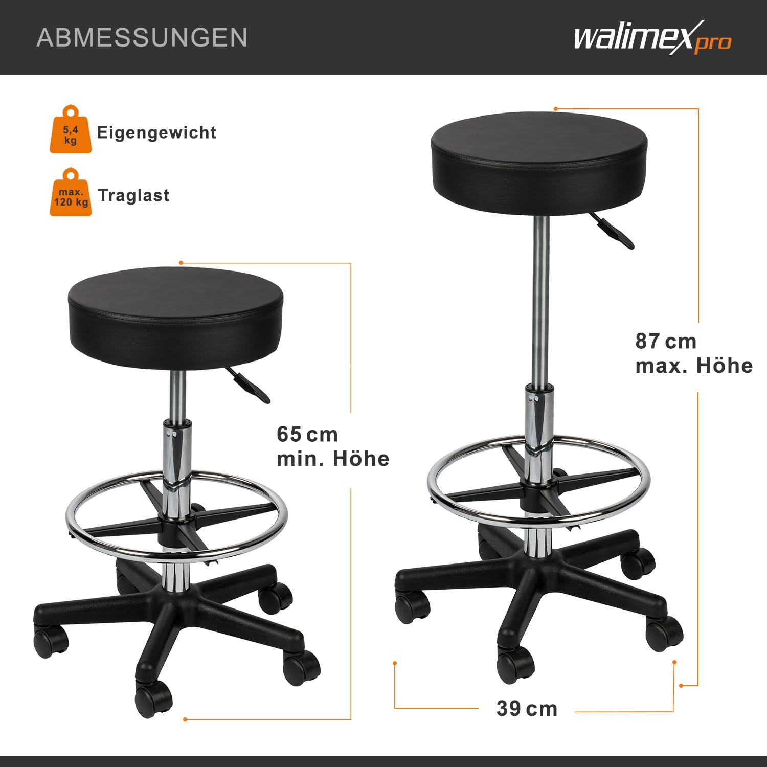 Walimex 15905 - Banco de Pose para Estudio fotográfico, Negro y Plateado