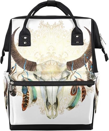 cfpolar Mochila para pañales con diseño de mandala cráneo de maternidad para recién nacidos bolsas grandes para bebés para mamás padres mochila de