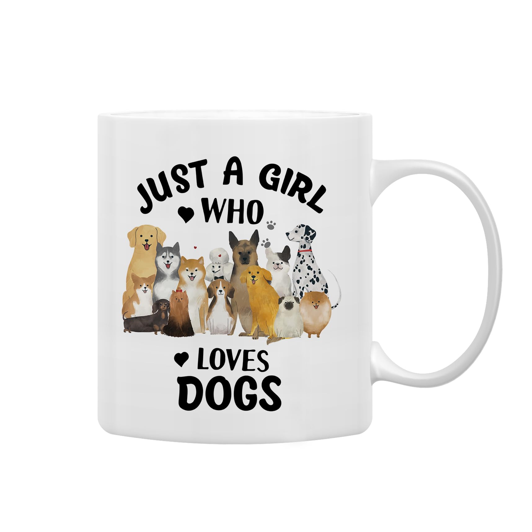 QASHWEY Dog Mugs for Dog Lovers, DogLovers Gifts for Women Girls, Dogs Coffee Mug, DogThemed Coffee Mug Tea Cup Gifts for DogLover Girls Women, Just a Girl Who Loves Dogs Coffee Cups Ceramic 11oz