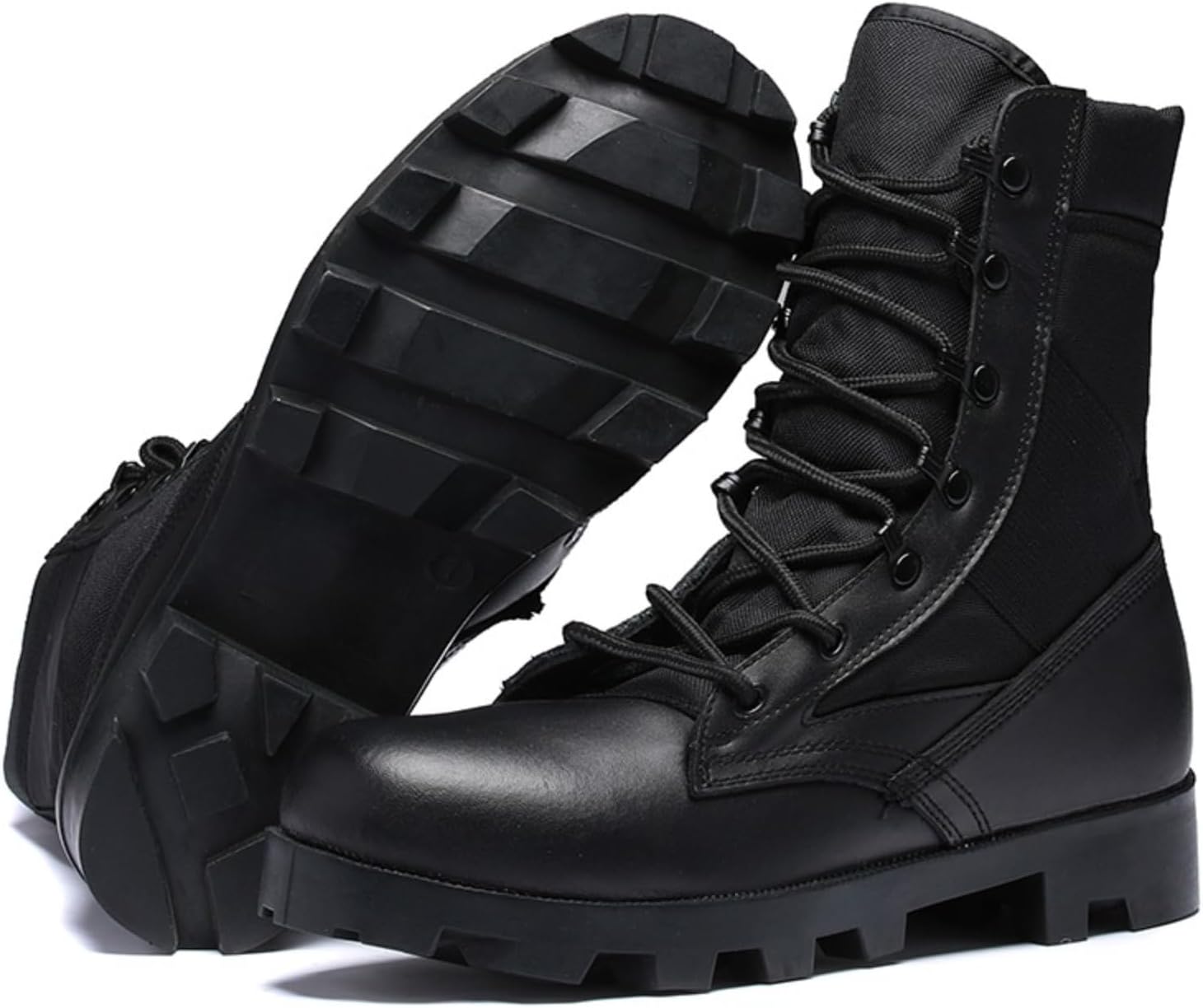 Women's Suede Leather High Top 8 Inch Lace Up Military Tactical Boots for Work Jungle Outdoor Lightweight Combat Motorcycle Booties Police Army Shoes
