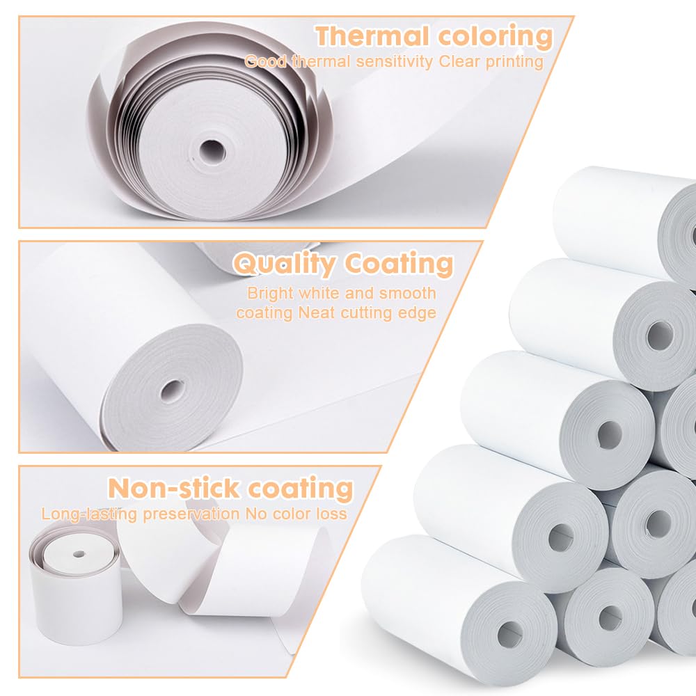 15 Rouleaux Papier Thermique 57x30mm - Pour Appareil Photo Enfant - Impression Sans Encre - Blanc