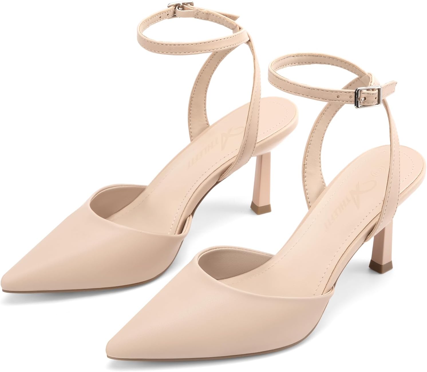 Athlefit Women's Closed Pointed Toe 3 Inch High Heels Ankle Strap Stiletto Heel Wedding Party Dress Pumps Shoes - Image 5