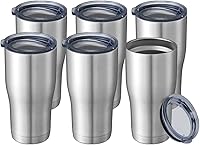 Vista 1 de Hasle Outfitters Vasos aislados de acero inoxidable reutilizables de 20 onzas, vasos de viaje con tapa para café, de doble pared al vacío, vaso