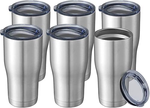 Miniatura 65 de Hasle Outfitters Vasos aislados de acero inoxidable reutilizables de 20 onzas, vasos de viaje con tapa para café, de doble pared al vacío, vaso Azul