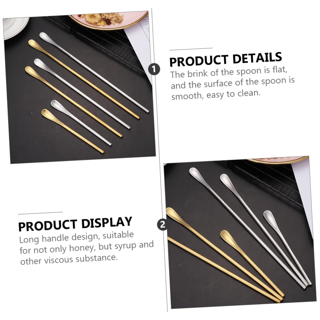 NAMOARLY Espresso Spoons Set 304 Stainless Steel Stirring Spoon Long Handle Coffee Frother for Coffee Supplies