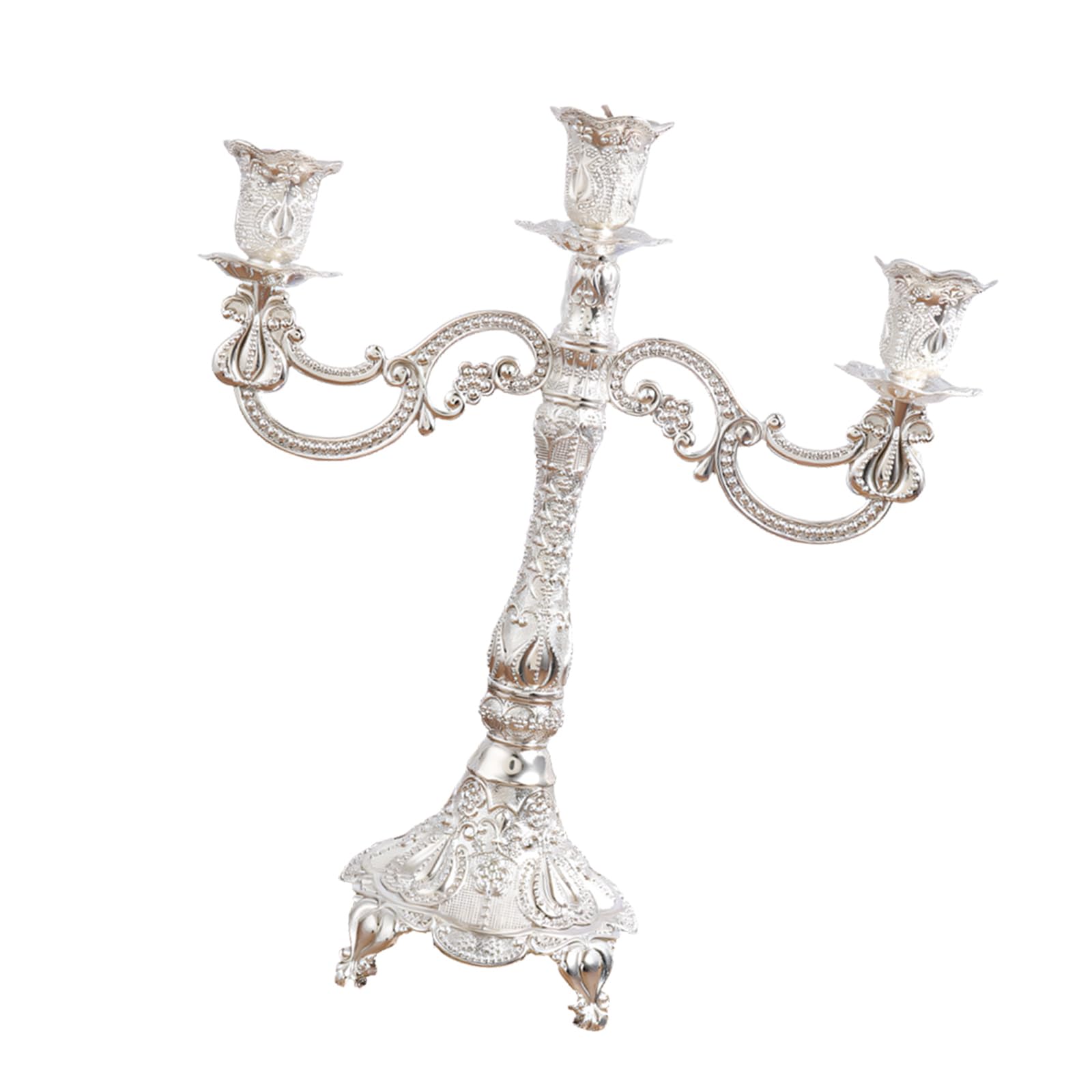 European Gold Metal Holders Candelabra with Intricate Carved Pattern for Romantics Dining and Home Decors European Metal Holders