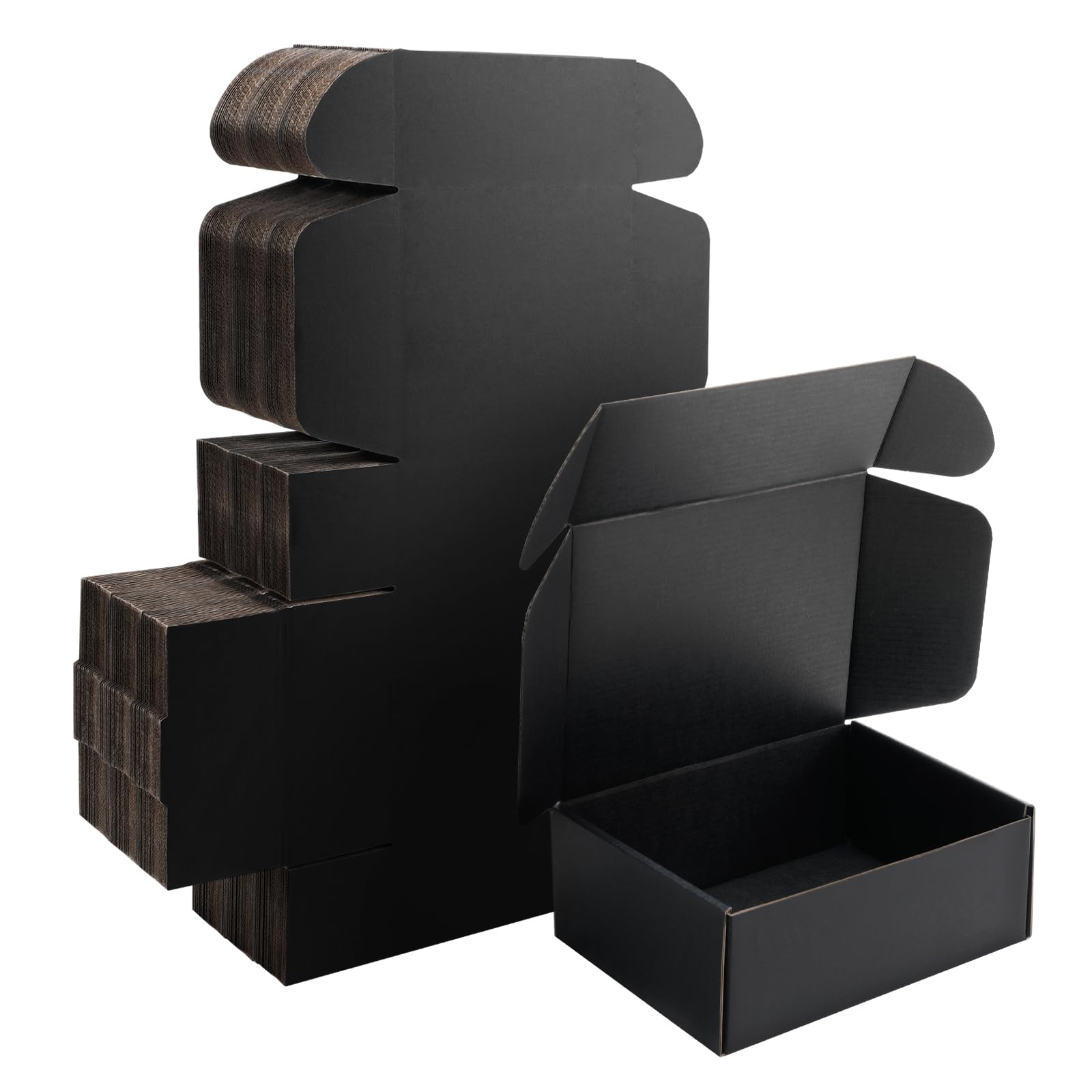 Yidomto 8x6x3 Black Small Shipping Boxes - 25 Pack Corrugated Cardboard Mailer Boxes for Packaging, Mailing, Gift Giving | Sturdy, Recyclable, Perfect
