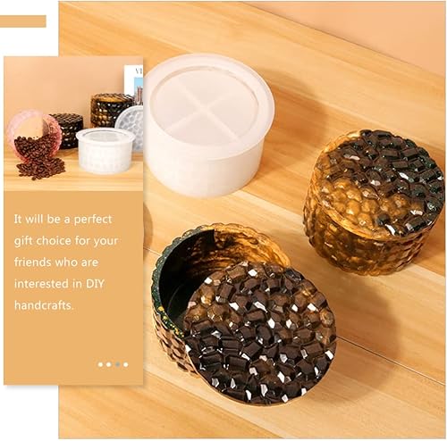 Miniatura 4 de SEWACC Moldes de resina para caja redonda de almacenamiento moldes de epoxi contenedor de resina para joyas moldes de silicona organizador de