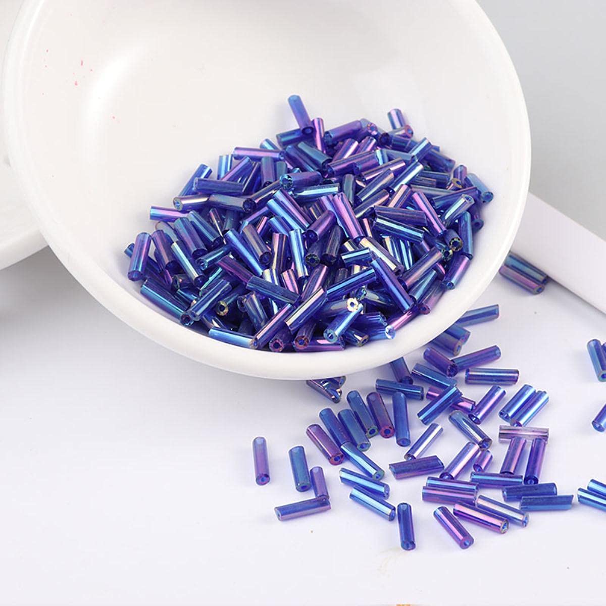 Perlin Rocailles Glazen kralen, indianenkralen, zaadkralen, ponykralen, 6 mm, bugle, stiftkralen, buisjes, buisjes, staafjes, zaadkralen, 3300 stuks (ondoorschijnend wit
