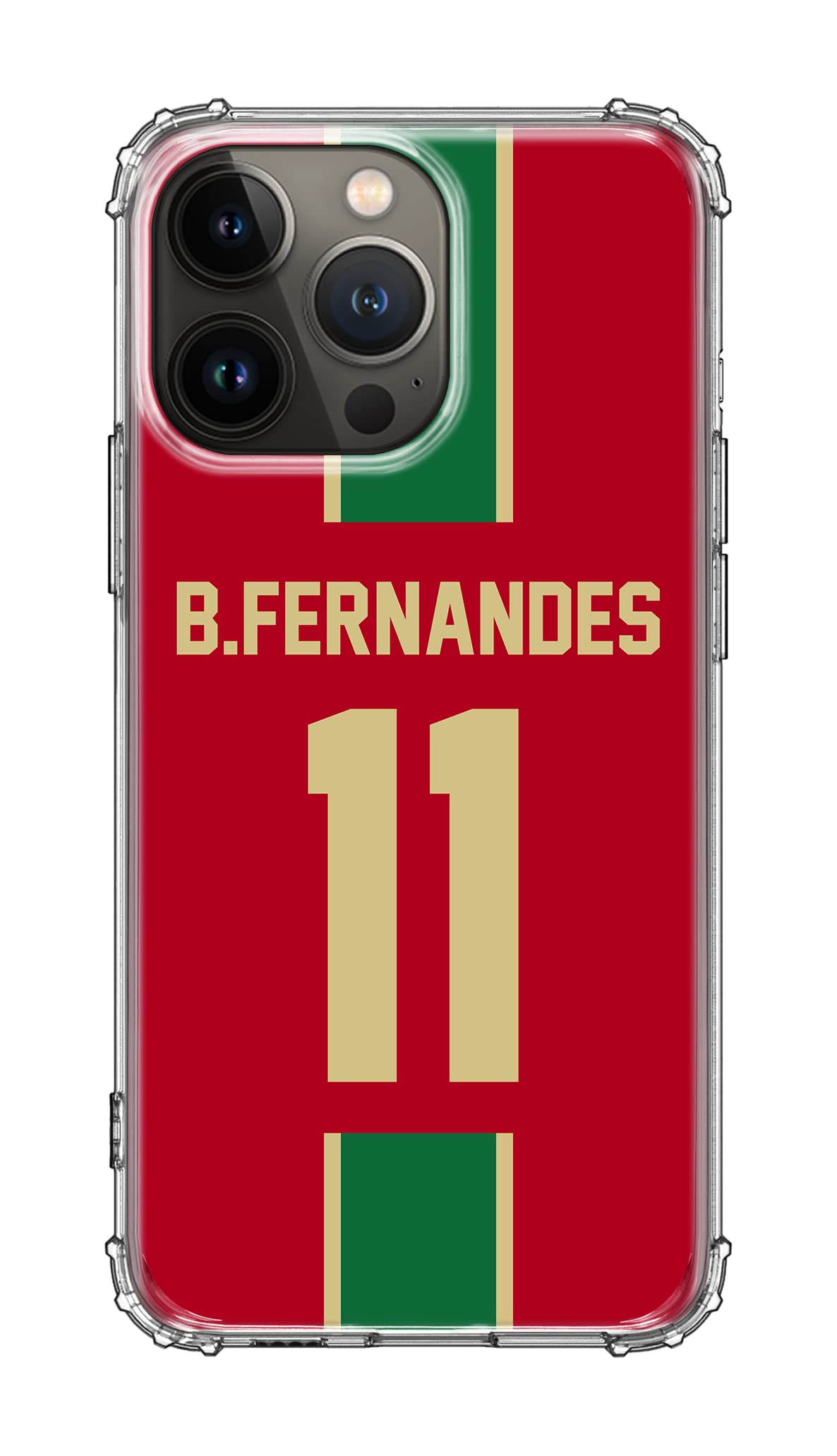 Stylizedd Classic Clear Case for Apple iPhone 13 Pro Military Grade Soft TPU Gel Thin Transparent Flexible Cover - Football Team - Portugal, Player Name - B.Fernandes