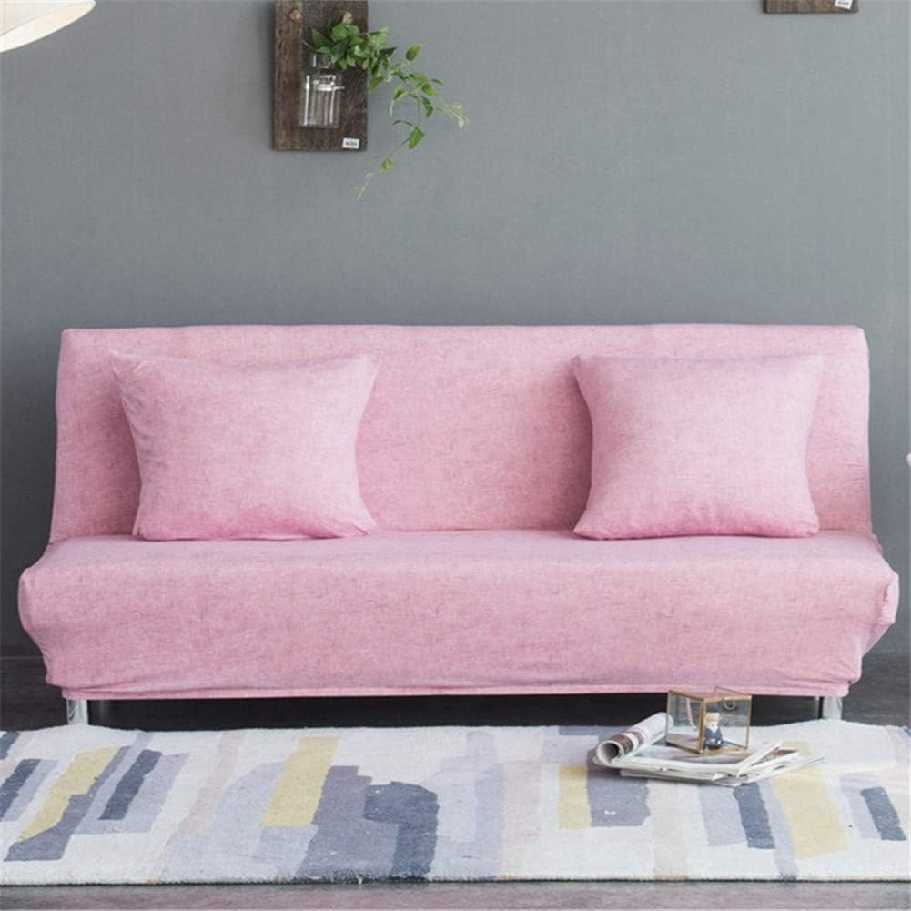 Universal Armless Sofa Cover Stretch Futon Slipcover Protector Anti-Slip Elastic Full Folding Couch Sofa Bed Shield (Pink,S (120-155cm))