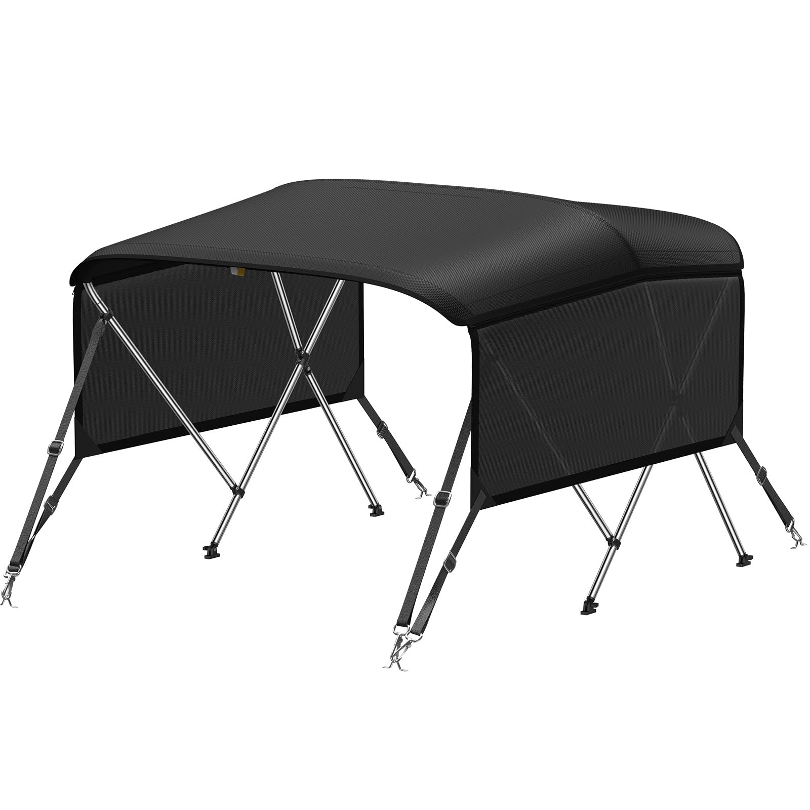 kakit 3 4 bow bimini tops with mesh sidewalls support poles for boats marine grade canvas top includes 2 straps storage boot 1 inch aluminum frame