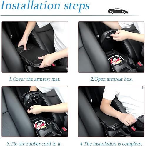 Miniatura 10 de AUCELI Funda para consola central de automóvil, almohadilla protectora para reposabrazos de automóvil, funda de cuero sintético de fibra de carbono,