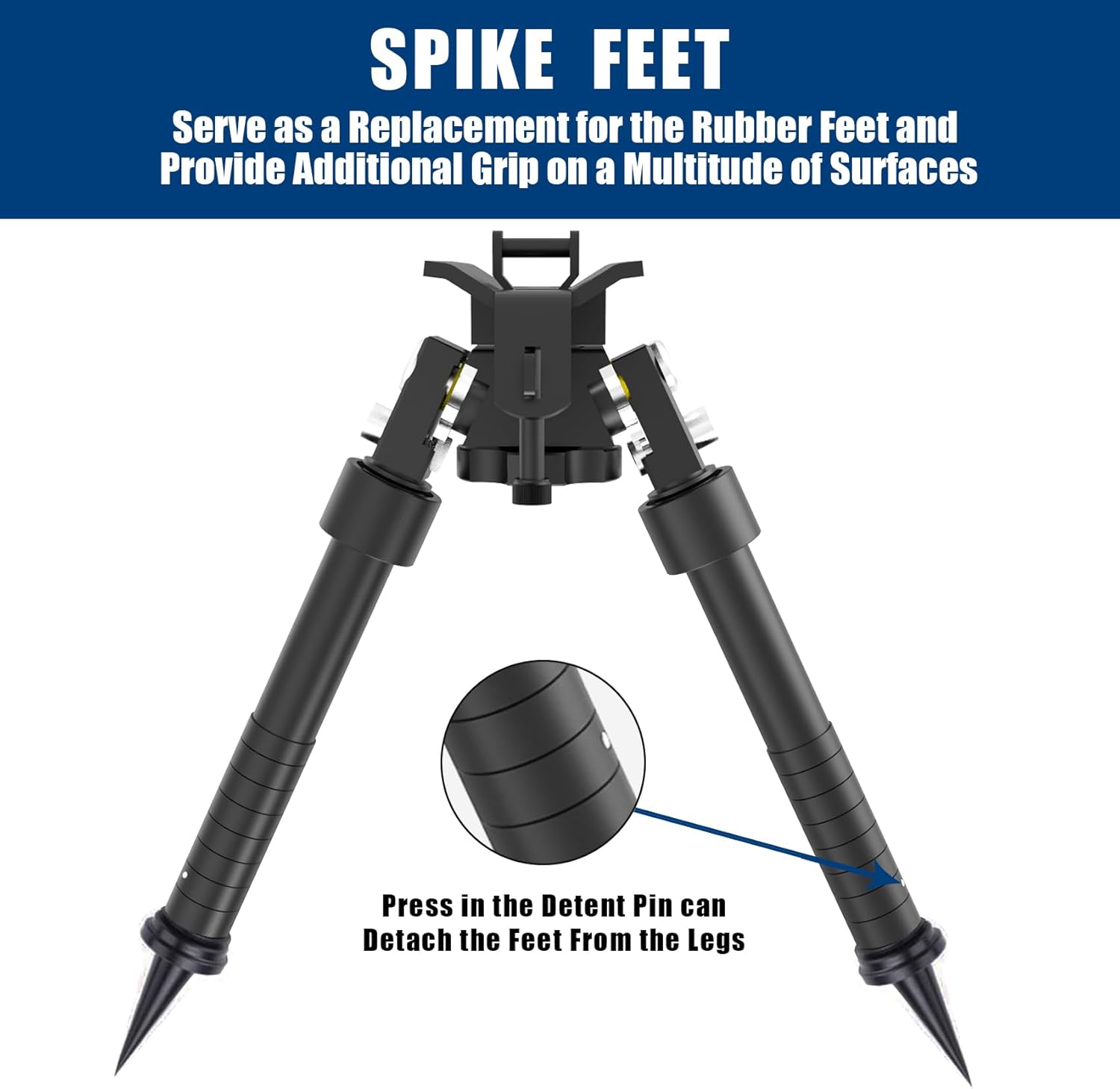 UUQ QV8 6-9 Inches Tactical Rifle Adjustable Bipod for Hunting and Shooting, Directly Attach to Sling Swivel Stud, w/Spike Feet