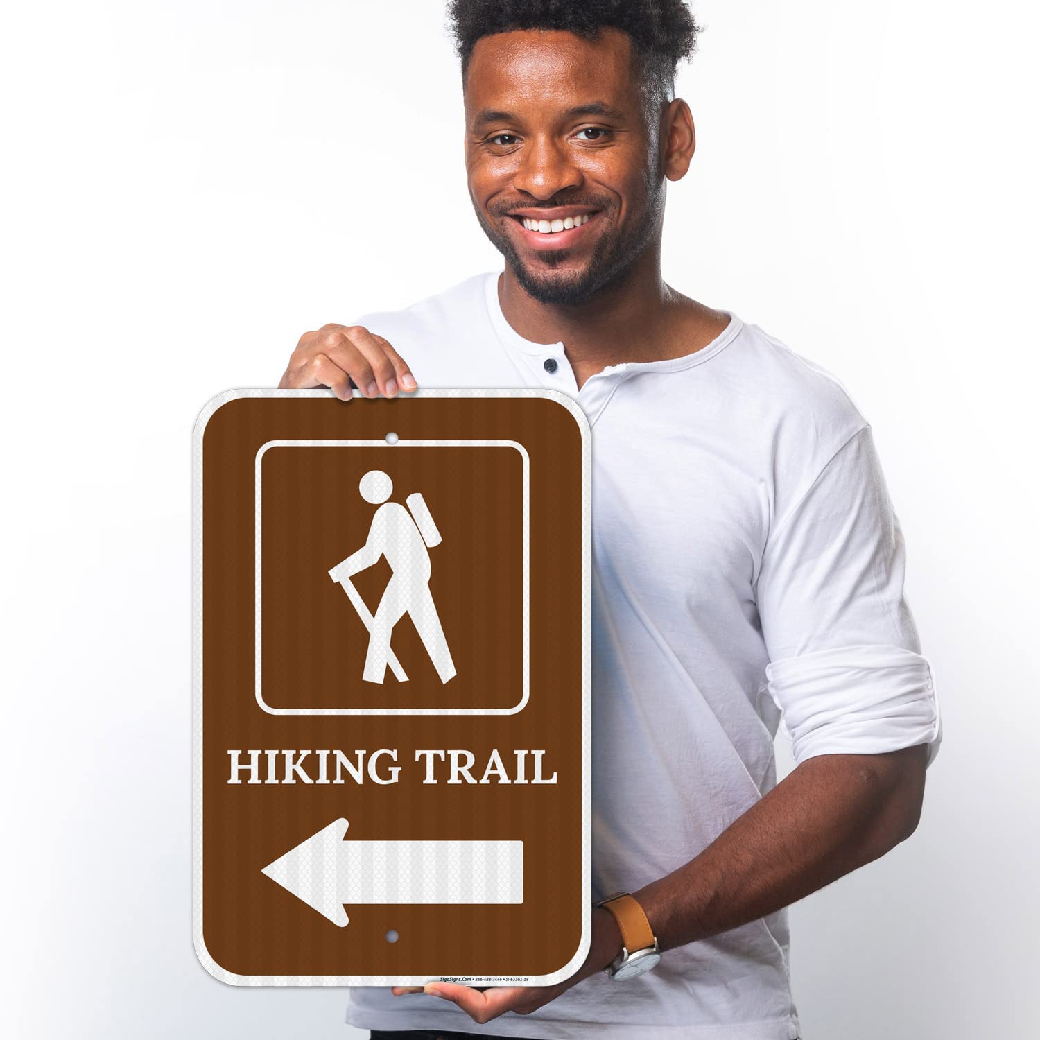 Hiking Trail Left Arrow Sign - 18x24 Inches, Reflective Aluminum, Made In USA By Sigo Signs
