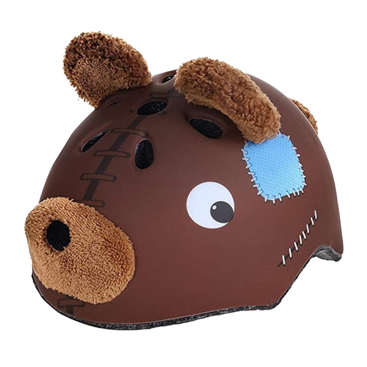 Casco Protettivo per Ragazzi, Design Orso, Materiale Espanso, Marrone