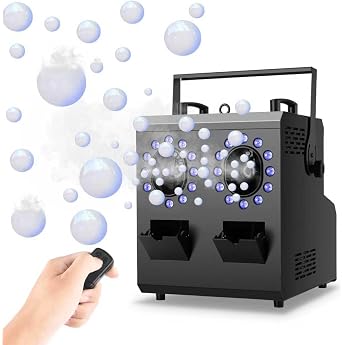 Telbum Fog Machine with Remote Control 1500 W 24 LED RGBW 3-in-1 Fog Bubble Machine DMX Smoke Machine with Bubbles Fog Bubble Machine Bubble Machine for Party DJ Stage Wedding
