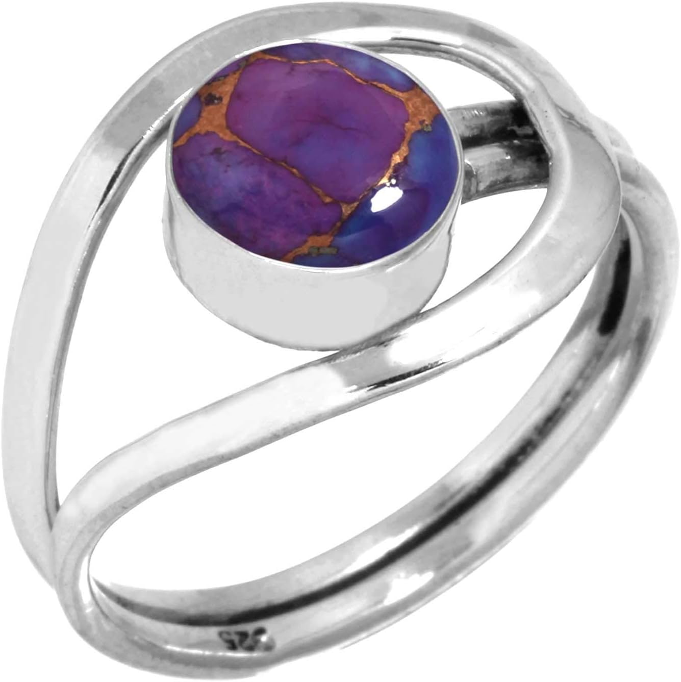 Natural Gemstone Ring For Women Tiger Eye, Crystal, Garnet, Onyx Round Boho Genuine 925 Sterling Silver Handmade Jewelry