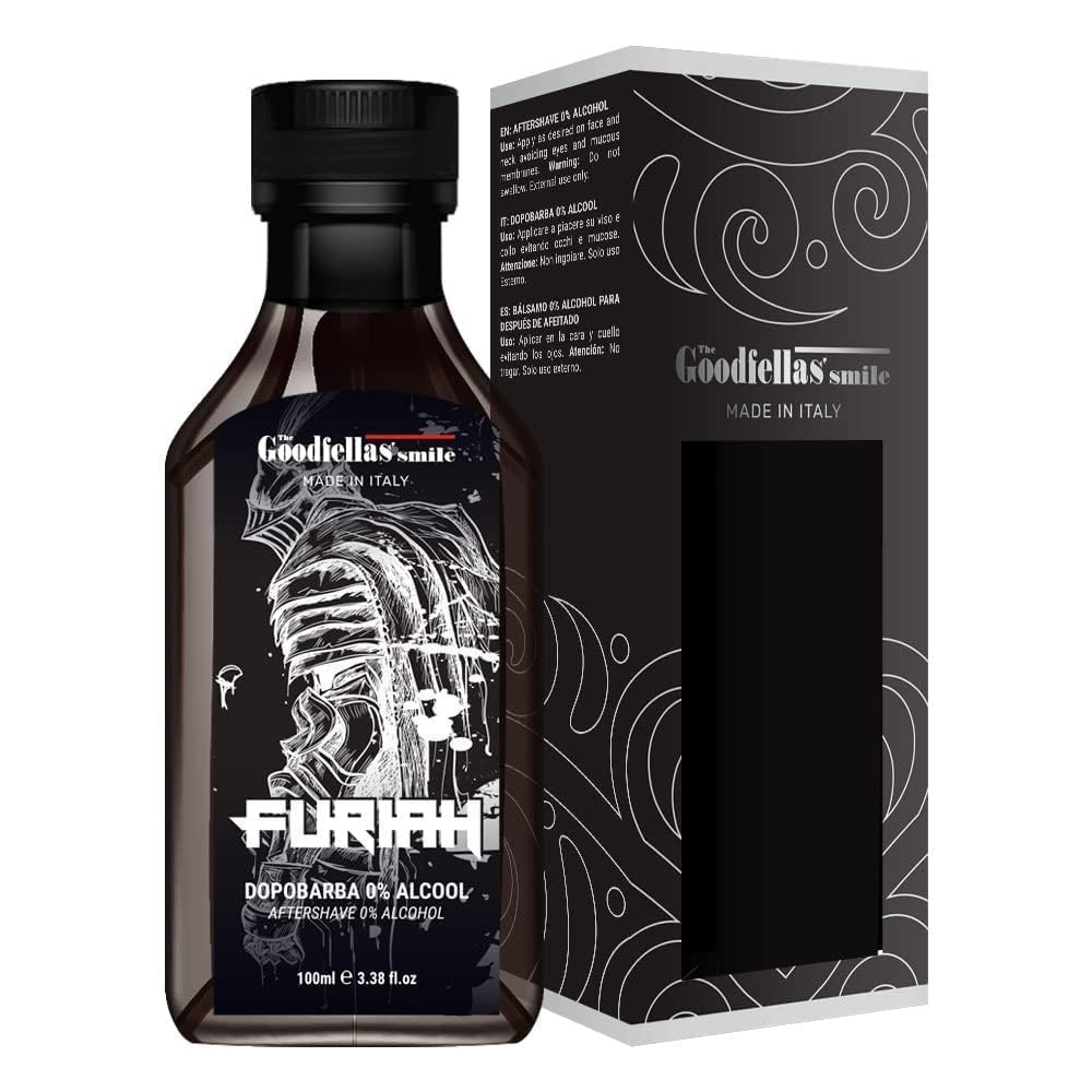 Goodfellas' Smile Furiah Alcohol-Free Aftershave, 100ml, Made in Italy | Refreshes And Tones Freshly Shaved Skin; Bold Leather And Warm Wood Notes
