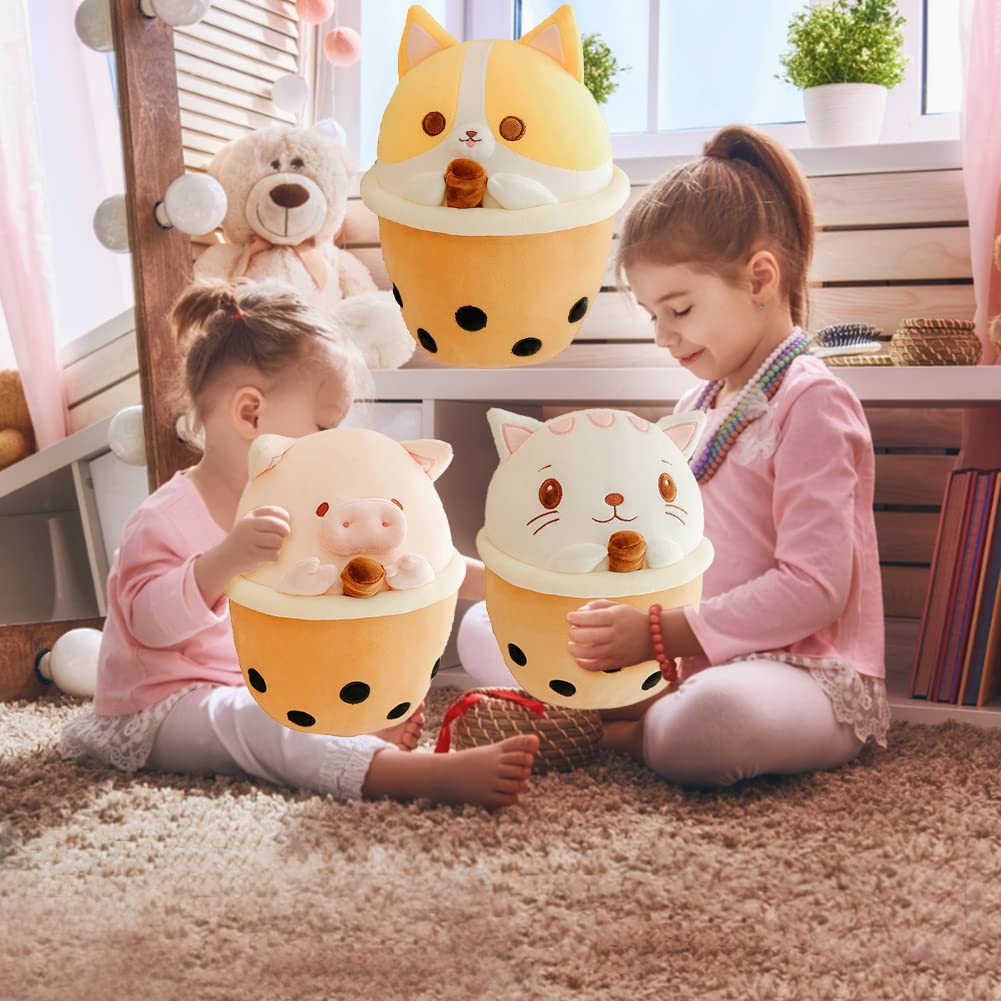 Surakey Chat Peluche Boba – Oreiller Doux En Forme De Bubble Tea – Câlin, Décoratif, Anti-Stress – 30/50/60 Cm