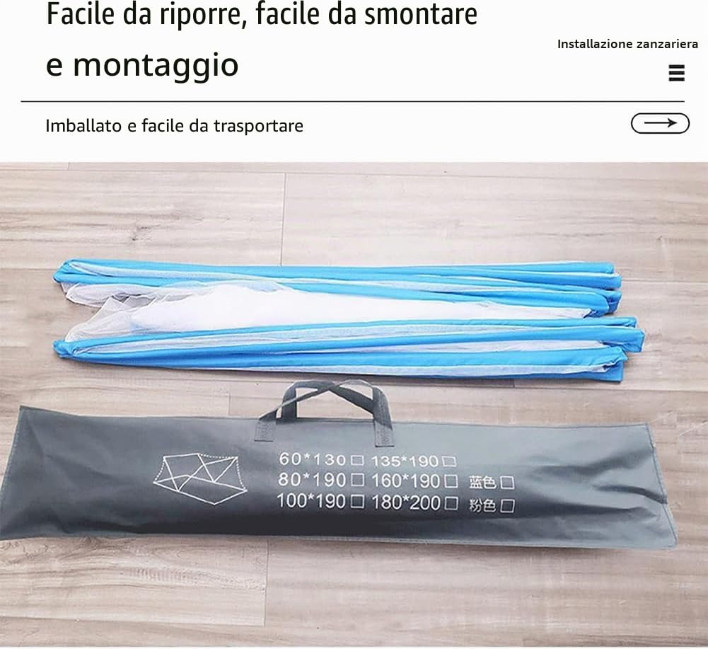Generico Zanzariera Pieghevole per Letto Matrimoniale – Tenda Anti-Zanzare Pop-Up, Baldacchino Portatile, Facile da Installare, Rete Ultra Fine, Ideale per Camera da Letto, Campeggio, Viaggio