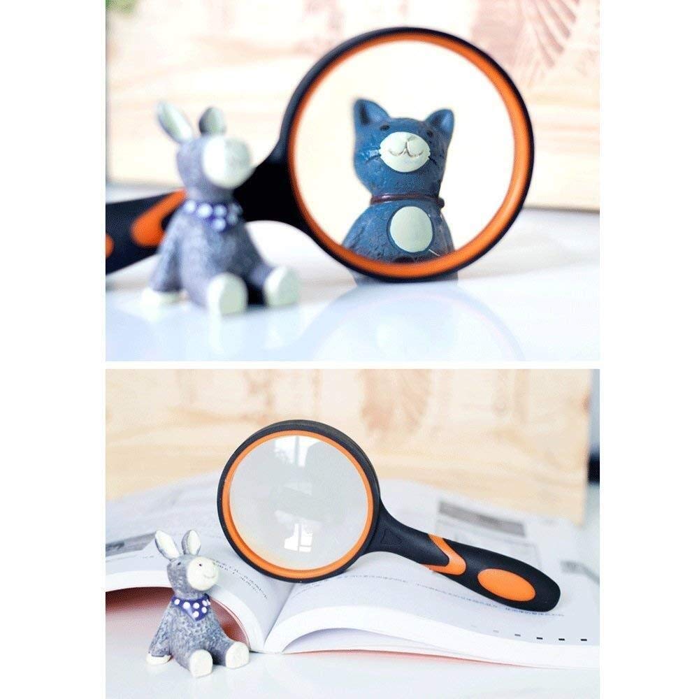 Lupas educativas para pasatiempos, cómodas lupas con mango de goma para leer libros, observar plantas, niños, estudiantes, personas mayores, lectura, portátiles, vidrio resistente a los arañazos