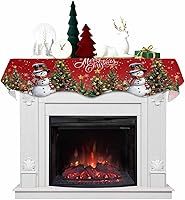 Vista 10 de Bufanda de Navidad gris para chimenea, muñeco de nieve gris para chimenea, decoración de mantel de Navidad con copo de nieve de invierno, cubierta