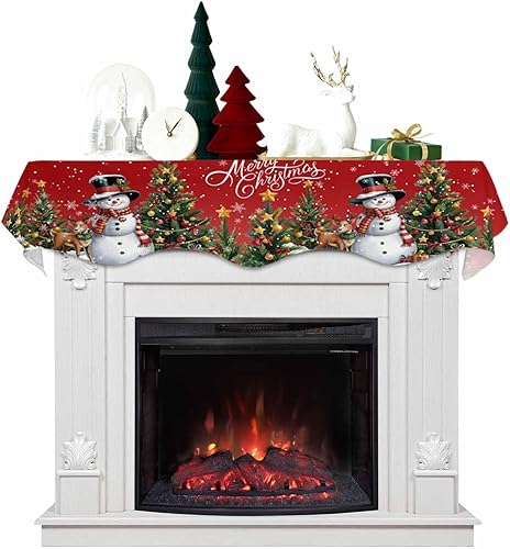 Miniatura 10 de Bufanda roja para chimenea de Navidad, Papá Noel, muñeco de nieve, decoración de mantel de Navidad para chimenea, regalos de Navidad, copo de nieve