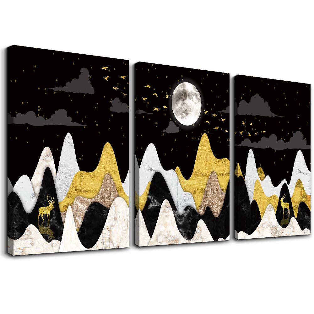 golden abstract Canvas Wall Art for Bedroom Canvas Prints abstract Landscape painting Artwork Bathroom Wall Décor Abstract Pictures family wall Decorations for Living Room Office kitchen Decoration