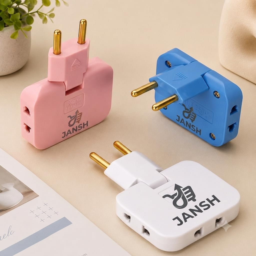 Rotate EU to US Plug Adapter Converter 3 in 1 Rotatable Outlet Extender 180 Degree Extension with Mini Slim Wireless Outlet Converter, 2-Pin Rotate Plug, Compact Travel (Multicolor,Pack of 1)-image-44