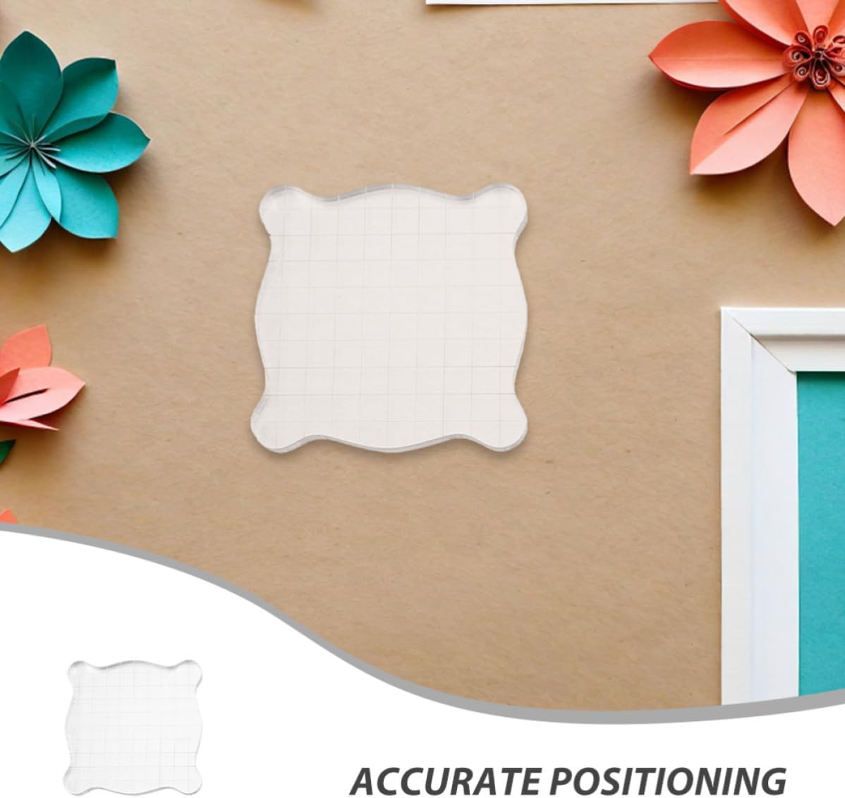 SECFOU 4pcs Acrylic Stamp Blocks Mounting Blocks with Grid Lines for Crafting and DIY Projects, Versatile Application and Multiple Stamp Compatibility
