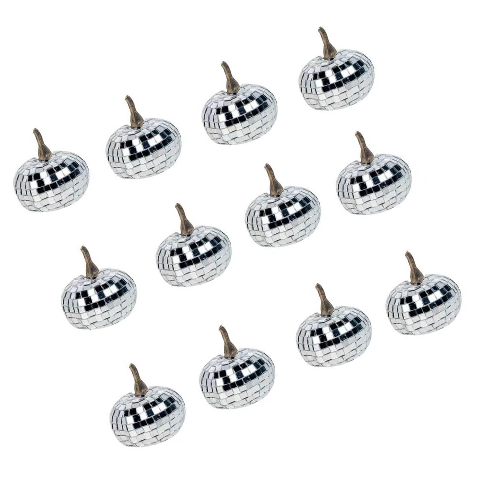 Tsophreniq 12 Pack Silver Reflective Faux Pumpkins Set for Holiday Party Home Tabletop Decorations Seasonal Ornament Multipurpose Faux Fruit Arrangement