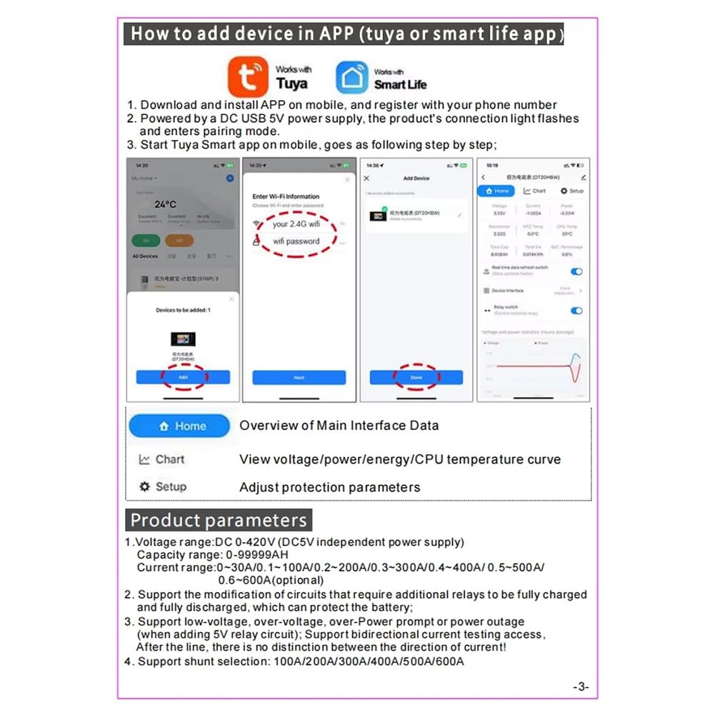 Probador de Capacidad de Batería de Litio Inteligente DT20W 0-420 V Tuya WiFi, Medidor de Potencia Coulomb, Voltaje y Corriente CC de 30 A
