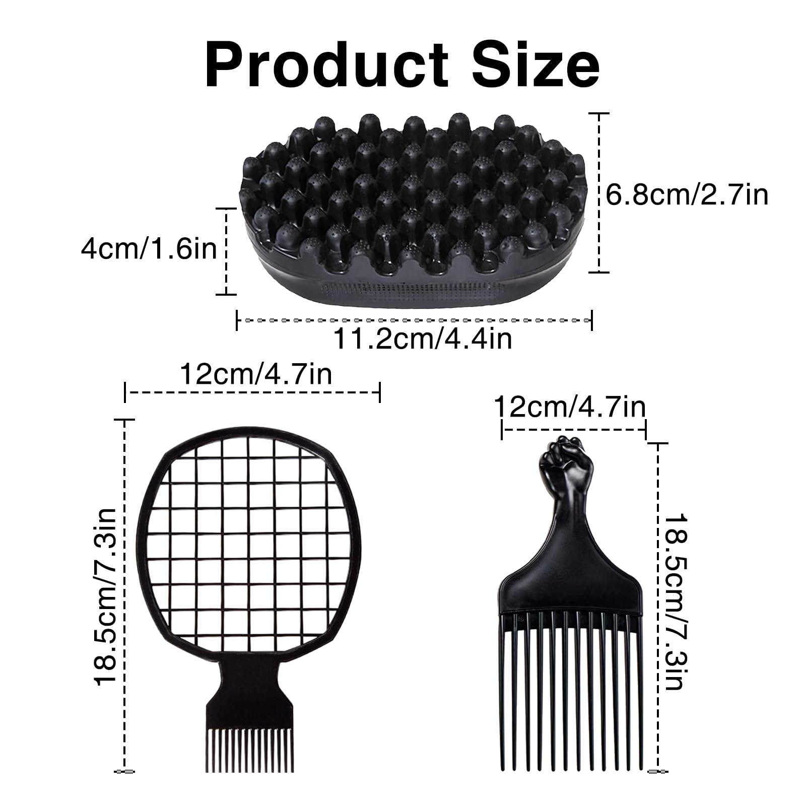 Benaewa 3 Pcs Hair Sponge, Afro Washable Twist Hair Sponge for Dirty Braided Curls Coiled, Black - Image 2