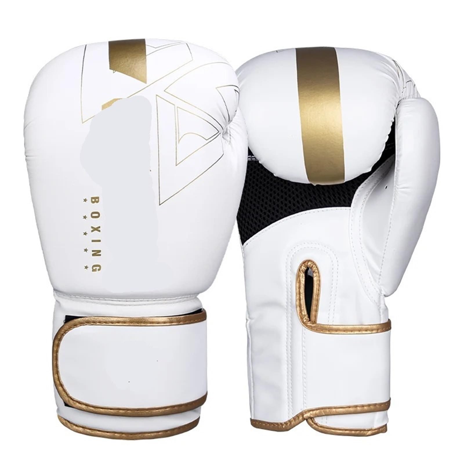 IUVYTA Professional 6/8/10/12/14oz Boxing Gloves PU Muay Thai MMA Profession Kickboxing Adults Sandbag Training Gloves Equipment(White gold,6oz)