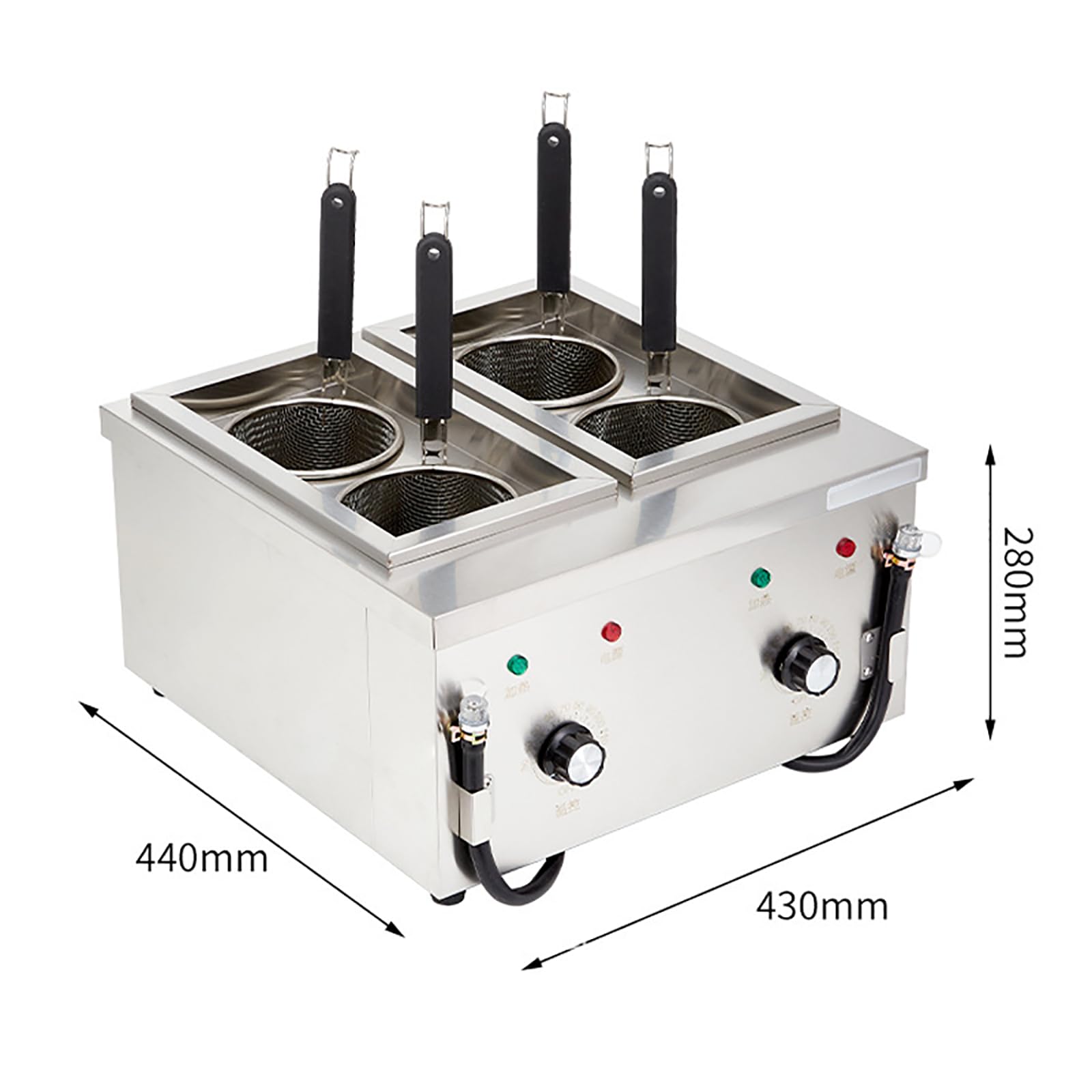 FfiMe Cuocipasta Professionale, Macchina per Cuoci Noodles 4 Fori, Scaldavivande Elettrico in Acciaio Inossidabile 1500W, Regolabile 30-110°C, per Catering e Ristoranti