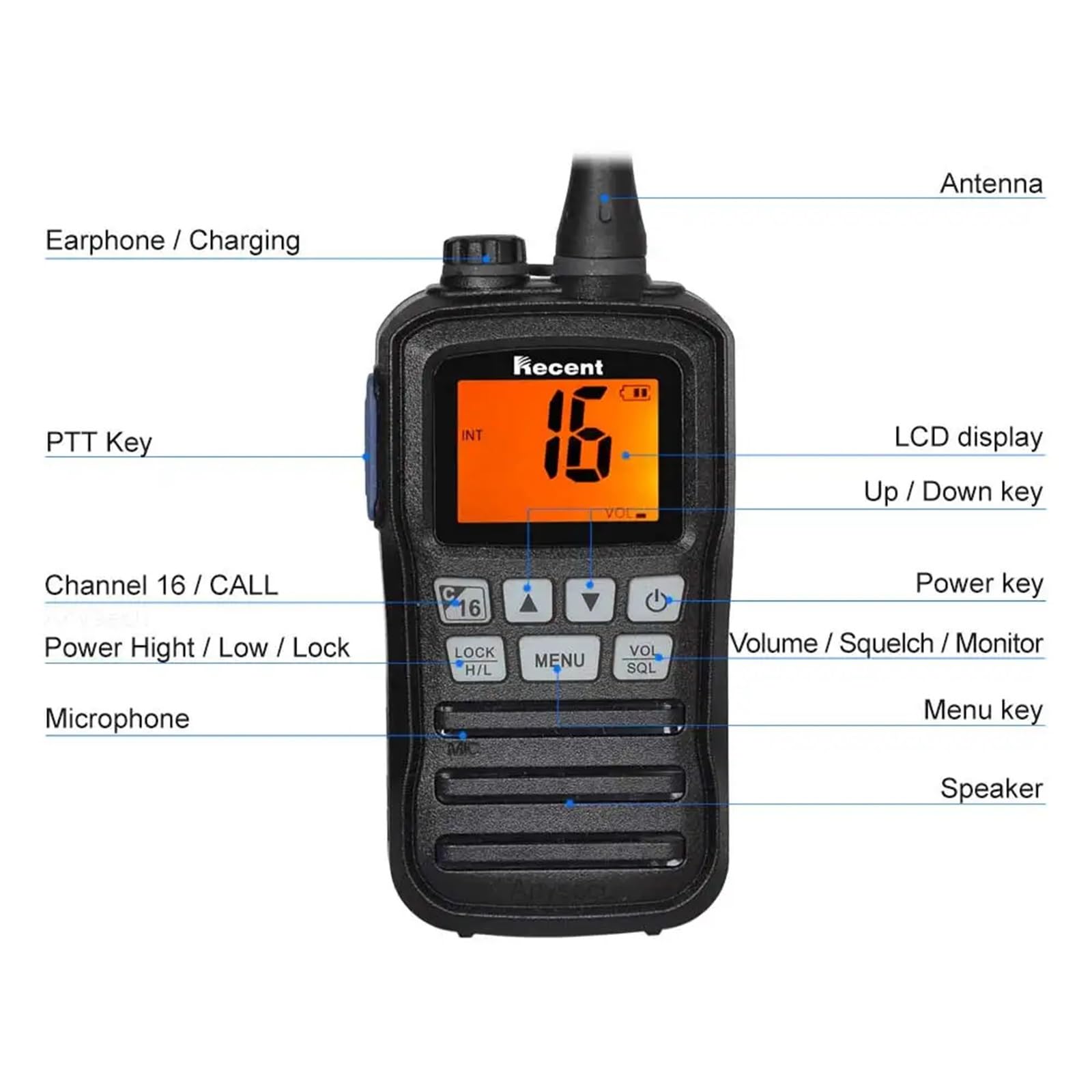 Walkie Talkie, RS-25M Radio marina VHF IP67 Impermeabile 156.000-163.275 MHz galleggiante portatile Stadion Walkie Talkie per escursioni, campeggio e gite(RS-25M)