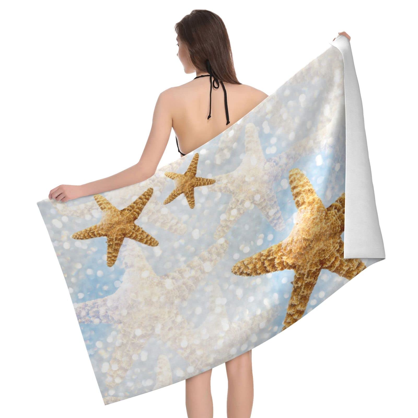 Lawenp Beach and Starfish Bath Towel Beach Towel Popular Durable Stylishffy Touch Highly Absorbent Quick Dry Polyester 32" X 52" Also As A Gift