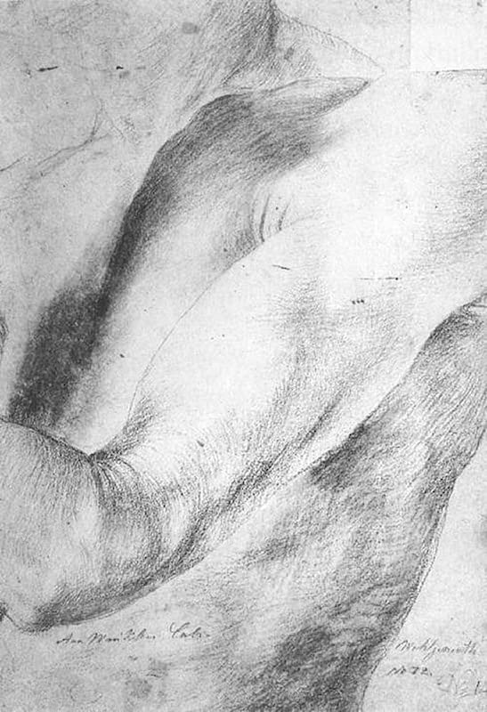 Affiche Toile Étude d'avant bras Matthias Grunewald portrait 60x90cm