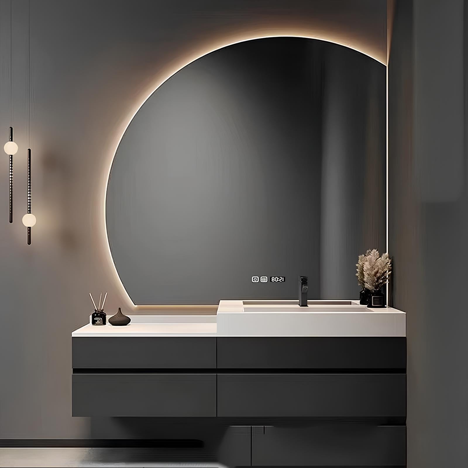 Miroir de salle de bain lumineux de 60 cm sans buée mural LED
