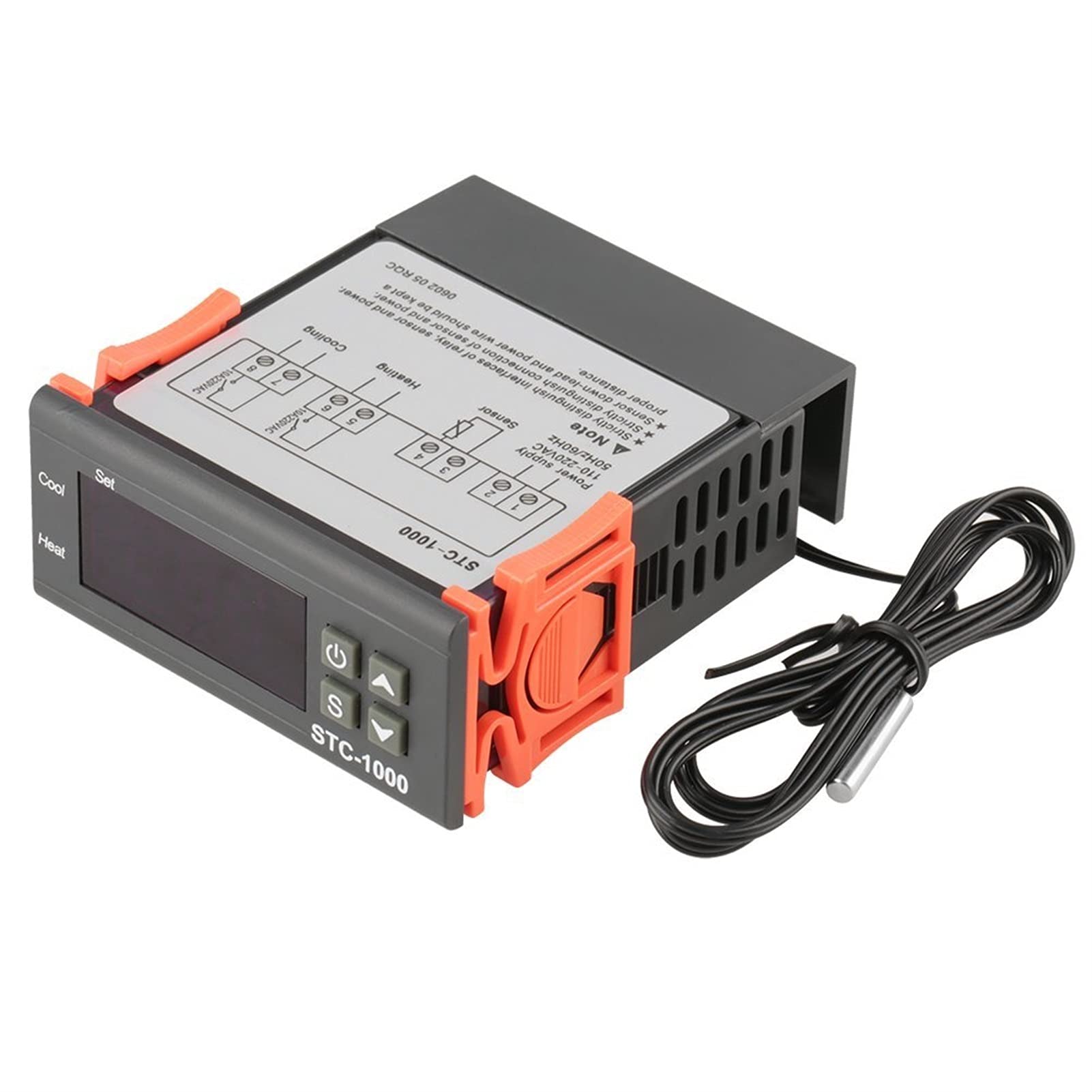 WEI-LUONG Tools Reminnbor Thermostat Dual Digital Display Temperature Controller with Double NTC Probe Heater Sensor Probe Two Relay Output 12V Relay