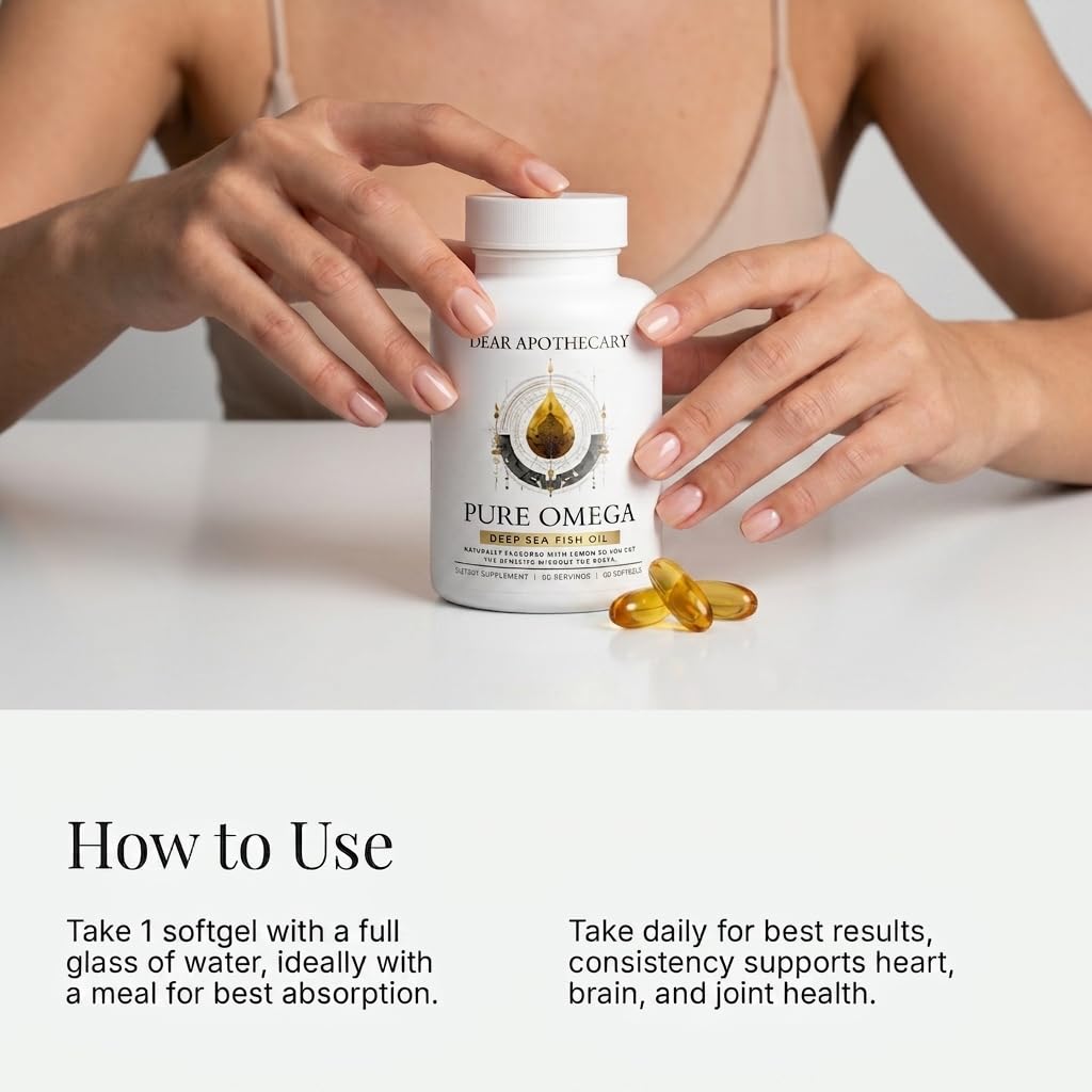 Pure Omega 3 Fish Oil 1200mg - EPA 432mg DHA 288mg - Heart, Brain & Joint Support - Lemon Flavored, Non-GMO, Gluten Free - 60 Softgels — Amazon image 5