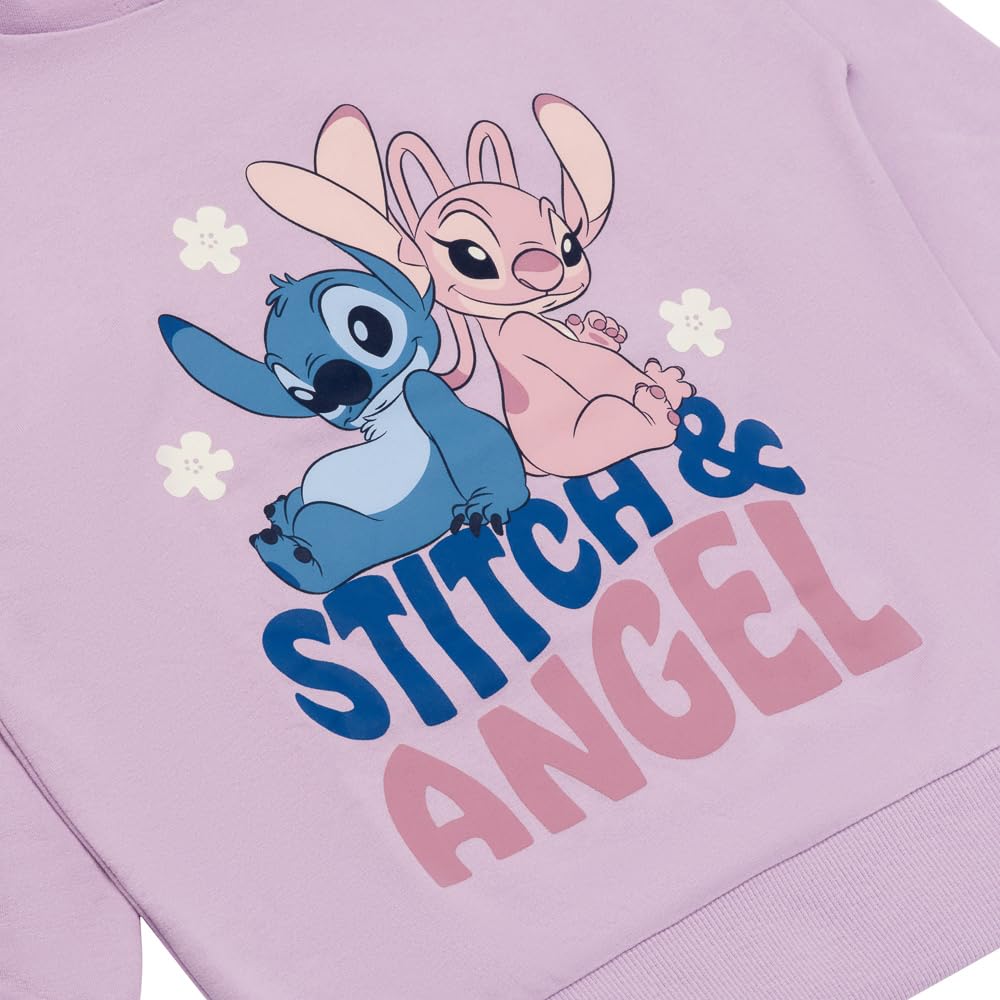 Disney Lilo & Stitch - Felpa con cappuccio da ragazza in cotone con Stitch and Angel, regalo per ragazze, dai 5 ai 12 anni