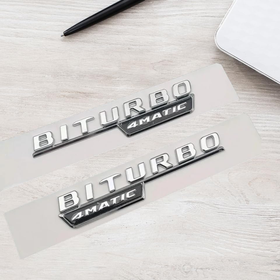Image of 3D Car 4MATIC Logo ABS Letter Emblem Decal for Mercedes Benz Side Fender Rear Trunk Emblem Badge Chrome Decal Sticker (Silver)