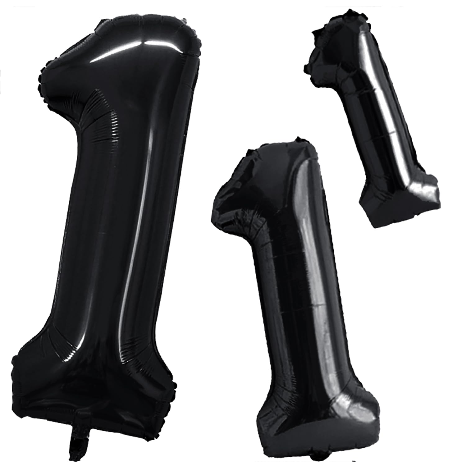GOER Black Foil Balloons Number 1,Huge Number Balloons for 1st Birthday Party Supplies Anniversary Decorations (3 pcs,42 inch,32 inch,16inch)