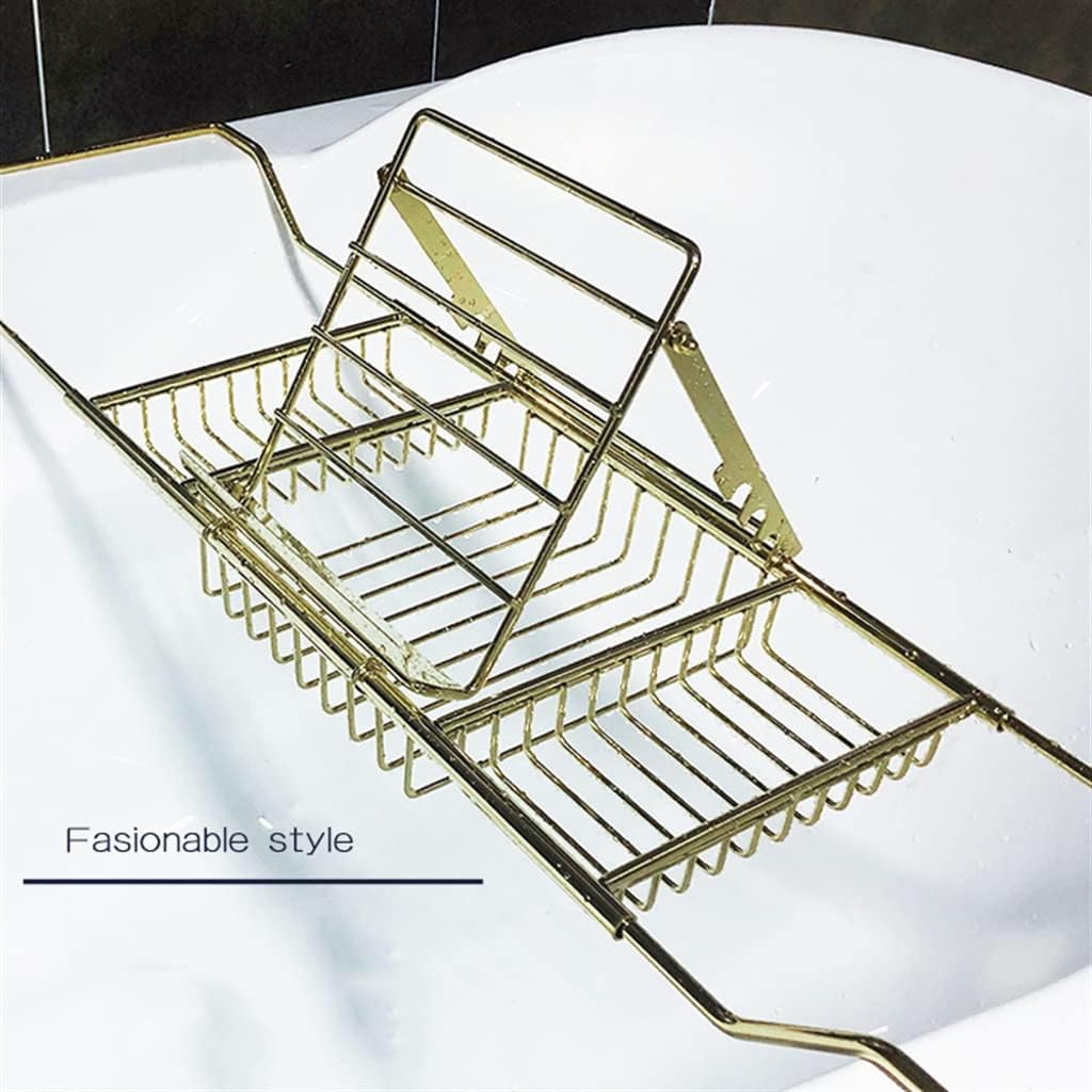 Retractable Bathtub Shelf Stainless Steel Storage Rack Bath Tray Shelf Tub Multi-Function Bathroom Tools Towel(White-Fruit peach5)