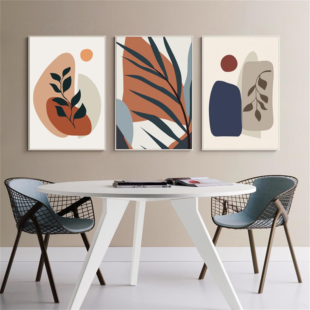 WBYZAC Botanical Posters-Abstract Canvas Painting Plants Print Boho Wall Posters Leaf Poster Vintage Wall Pictures for Living Kitchen Bedroom Room Decor Artwork-60 * 70cm*3PCS (No Frame)