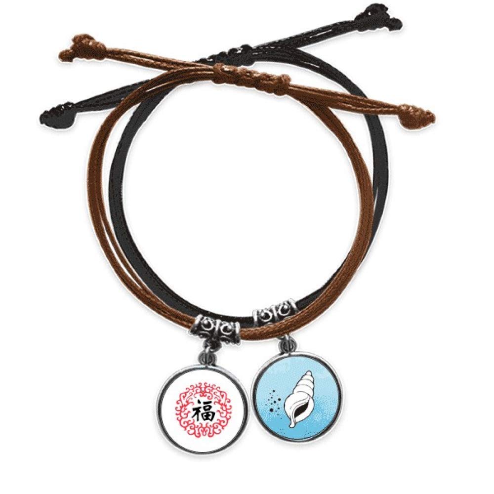 offbb Wreath Around Round Blessing Bracelet Rope Hand Chain Leather Conch Wristband