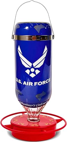 Hummer's Galore, Comedero para colibríes de las Fuerzas Armadas de los Estados Unidos, para colgar en exteriores, a prueba de hormigas y abejas, 32