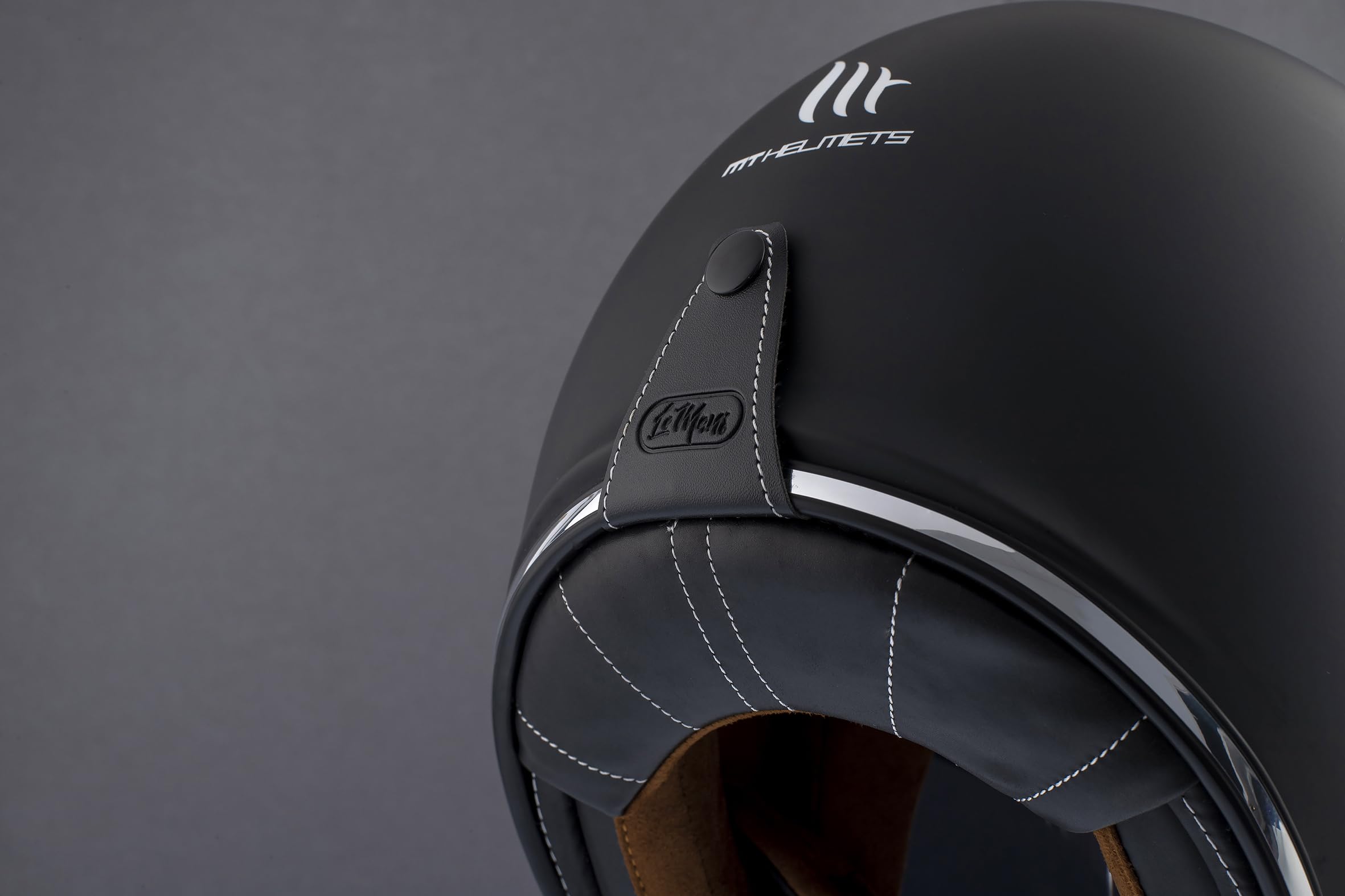 MT Helmets Le Mans 2 SV – Casco Moto Jet Vintage con Detalles en Cuero, Visor Solar Retráctil Full Vision, Interior Lavable y Calota HIRP | Homologado ECE 22.06 & DOT